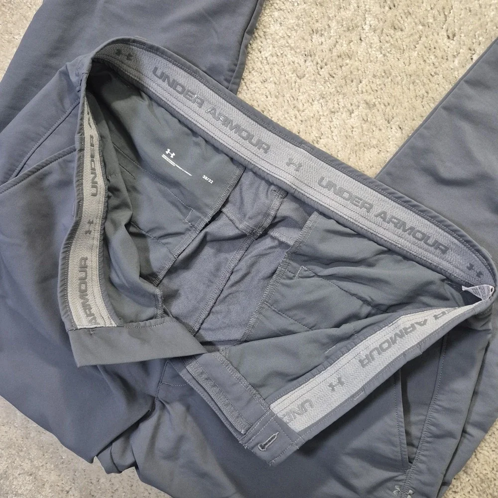 Under Armour Golf Pants Mens 38x32 Gray Straight Match Play Performance Chino